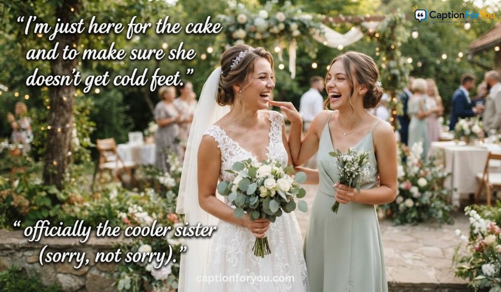 Funny Sister Wedding Captions for Instagram for Family Wedding Pictures